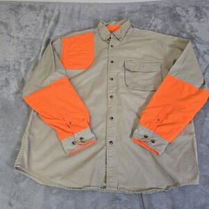 Gander Mountain Shirt Mens Large Khaki Orange Guide Series Hunting Outdoors